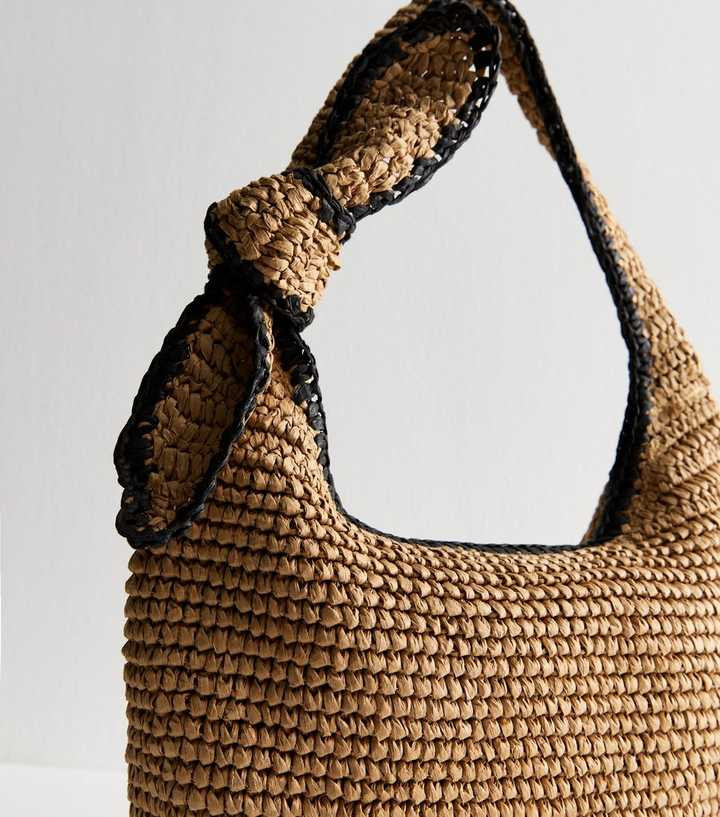 Brown Raffia Look Knotted Shoulder Bag | New Look | New Look (UK)