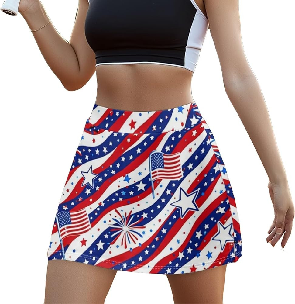 Irisjudy 70s Hippie Tennis Skirts with Pockets Golf Skirt with Shorts, Retro Hippy Tennis Skorts ... | Amazon (US)