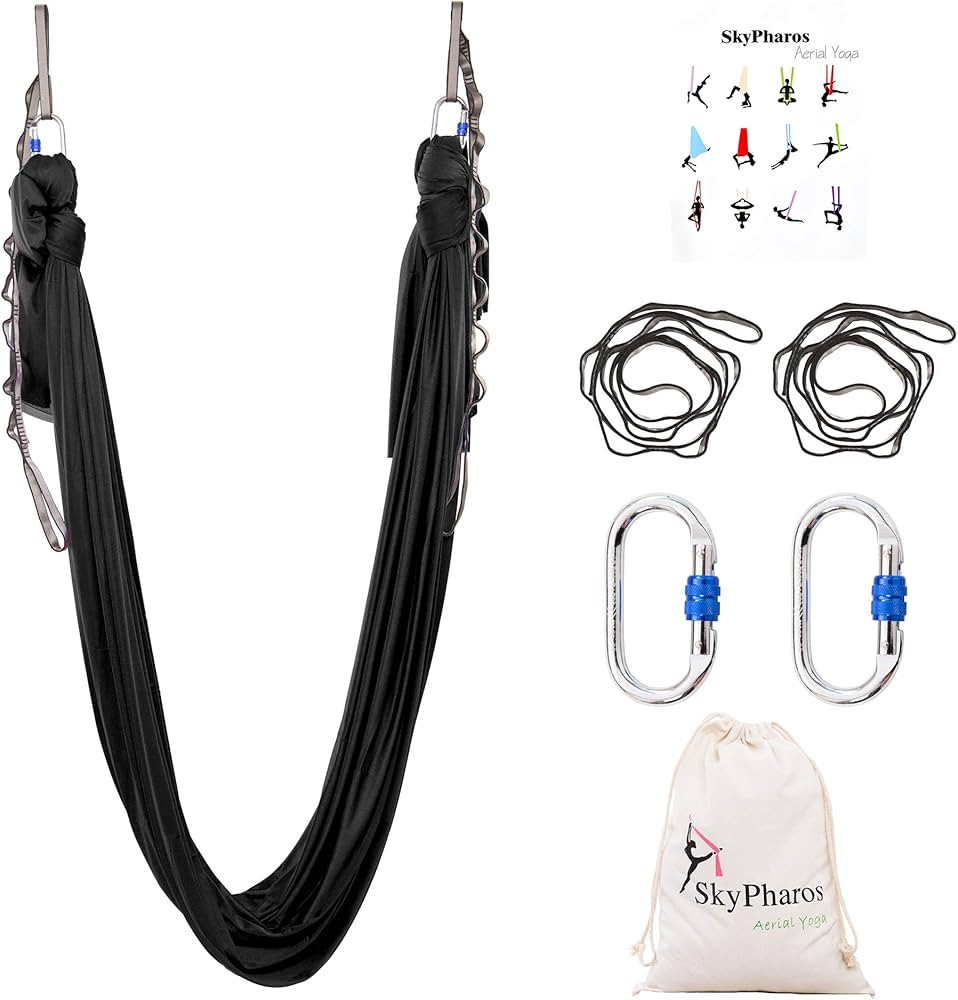 5.5 Yards Aerial Silks Yoga Swing Set - Aerial Yoga Hammock Kit Anti-Gravity Flying for Fitness, ... | Amazon (US)
