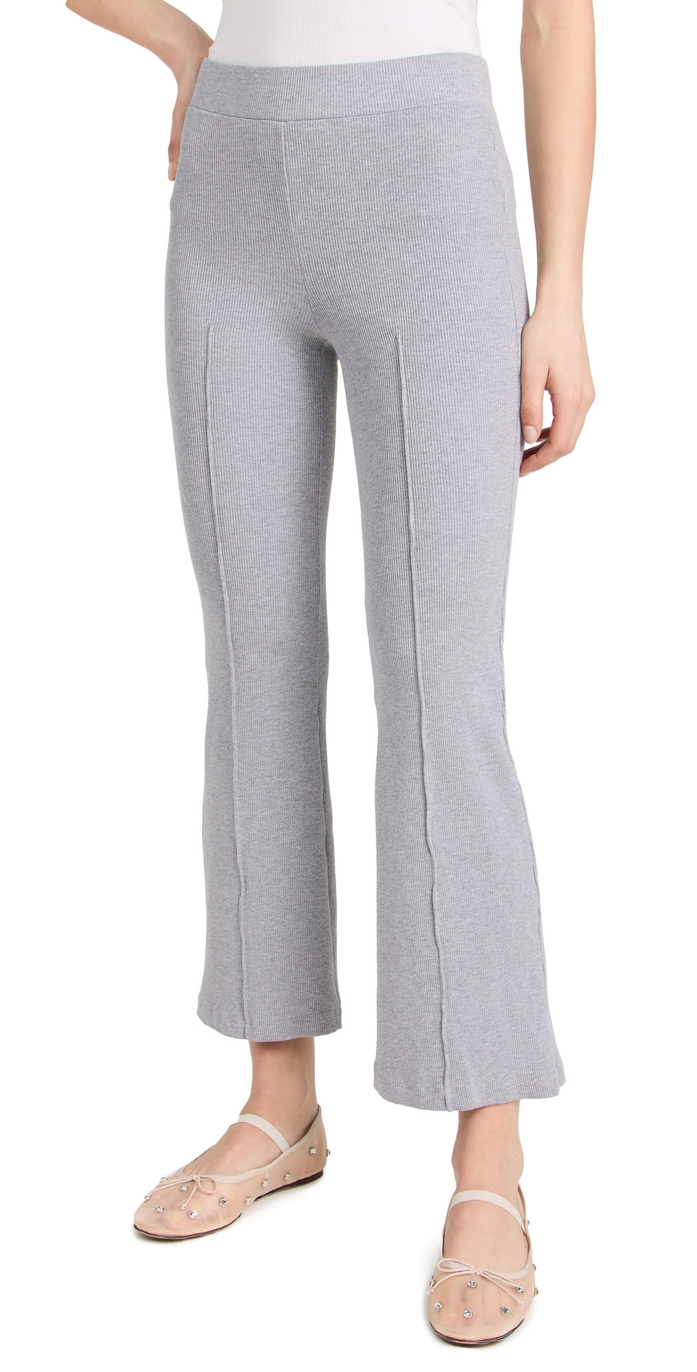 DONNI. Rib Kick Flare Trousers Heather Grey S | Shopbop