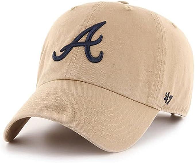 '47 Atlanta Braves Hat Mens Womens Clean Up Adjustable Strapback Khaki Cap, One Size Fits | Amazon (US)