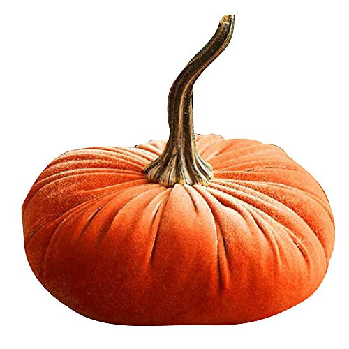 Large Velvet Pumpkins for Decoration, Artificial Harvest Pumpkins Handmade Autumn Thanksgiving Interior Decoration (Orange) | Amazon (UK)