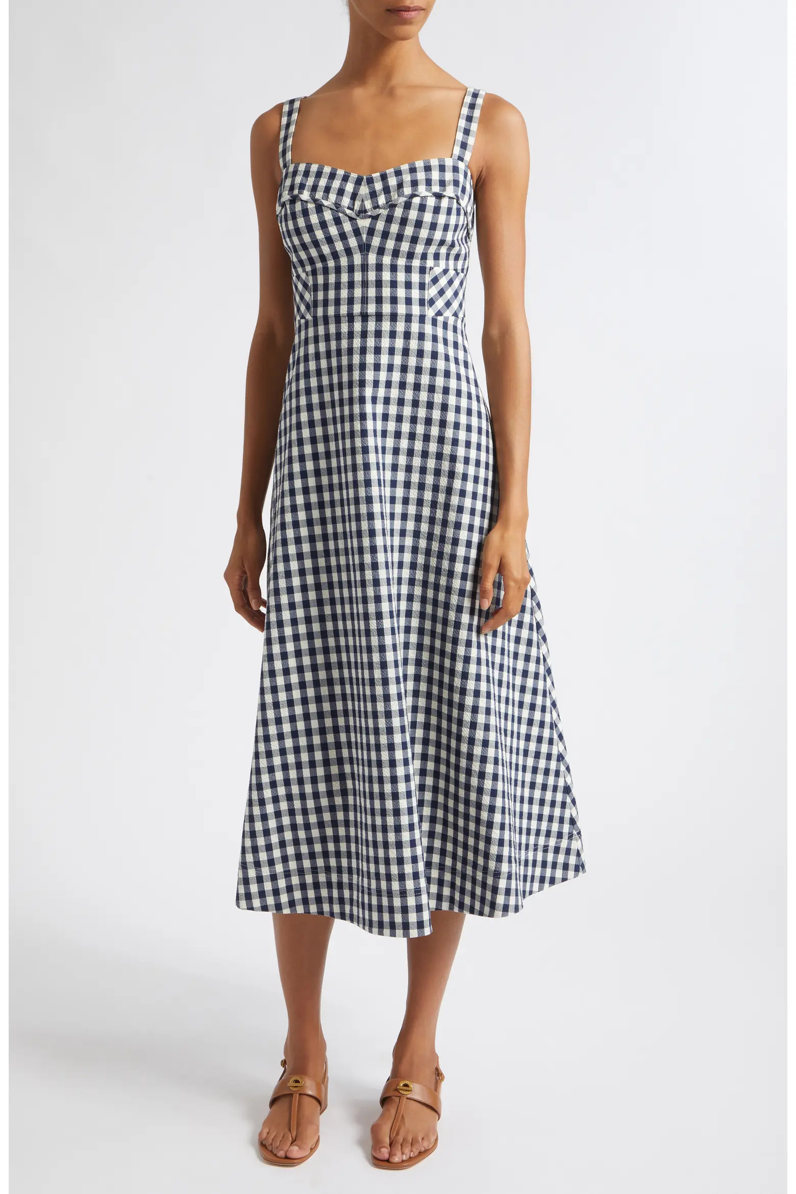 Veronica Beard Aila Gingham Check Midi Dress (Women) | Nordstrom | Nordstrom