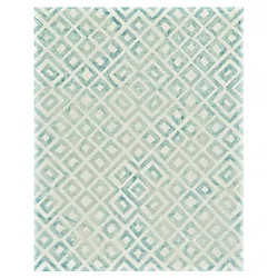 Brayden Studio® Bollin Geometric Hand Hooked Wool/Cotton Aqua Area Rug | Wayfair Professional