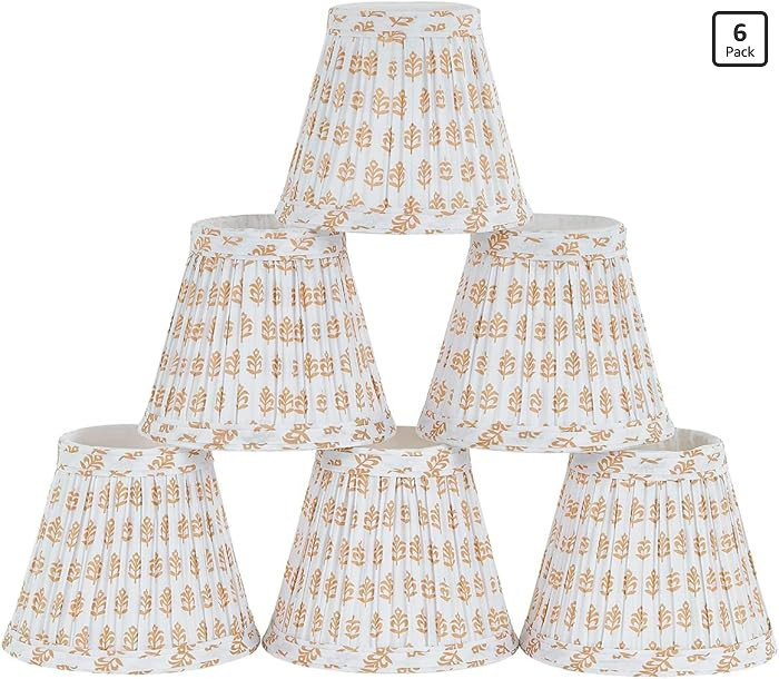 Chandelier Shades Set Of 6,Mini Lamp Shade 3" Top x 5.5" Bottom x 4.7" Slant ,Small Lamp Shades C... | Amazon (US)