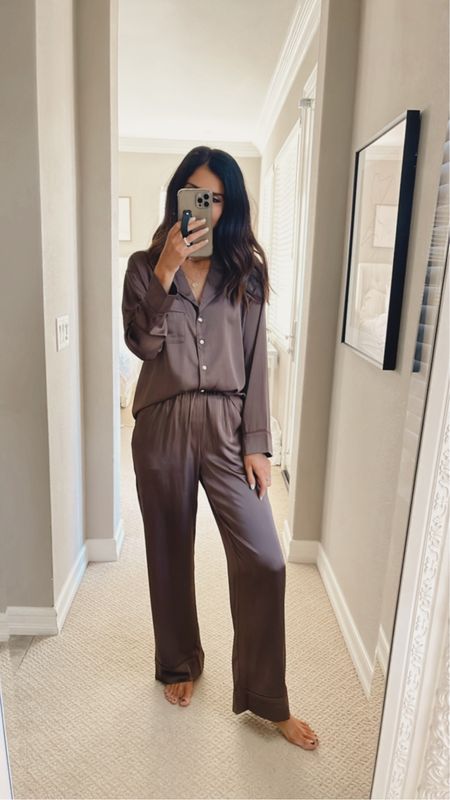 I’m just shy of 5’7 wearing the size XS pajama set. 
Would make a great gift this holiday season. StylinByAylin 

#LTKGiftGuide #LTKstyletip