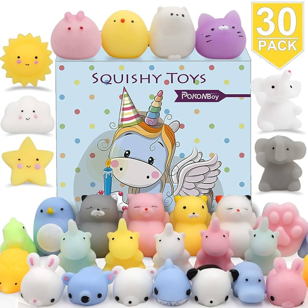 POKONBOY 30 PCS Squishies Mochi Squishy Toys, Mini Kawaii Squishy Animals Squeeze Stress Relief T... | Amazon (US)