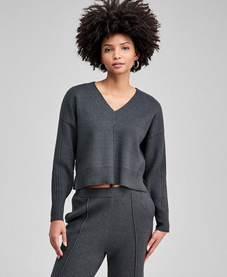 Women's Drop-Shoulder V-Neck Sweater, Macy's Exclusive | Macy's