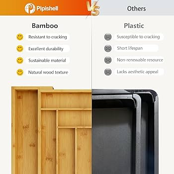 Pipishell Bamboo Silverware Organizer, Expandable Cutlery Tray, Utensil Drawer Organizer in Kitch... | Amazon (US)
