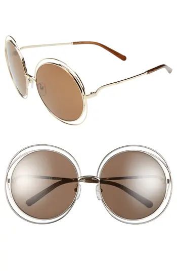 Women's Chloe 62Mm Oversize Sunglasses - Gold/ Transparent Brown | Nordstrom