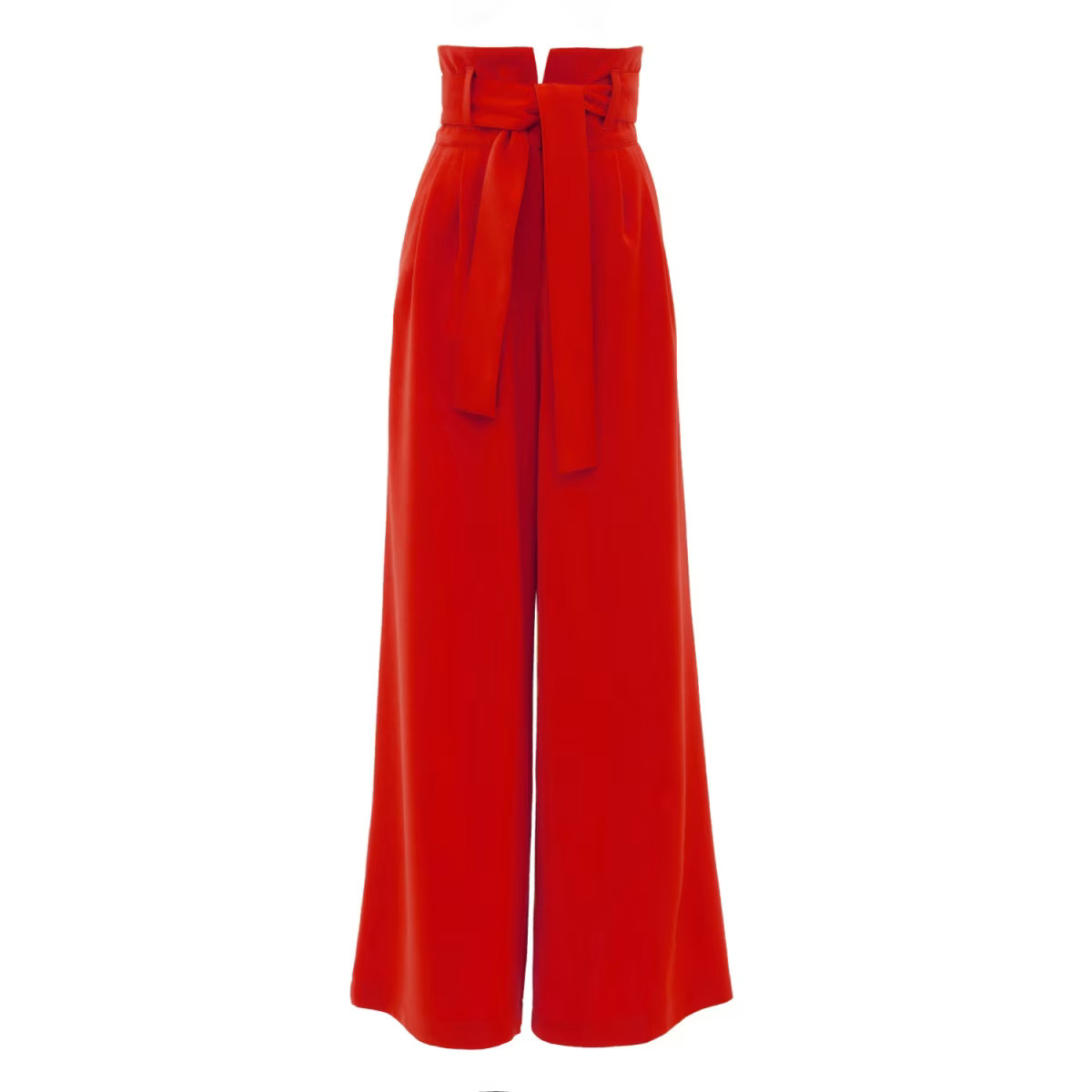 High Waist Long Wide Leg Trousers Red | Wolf & Badger (US)
