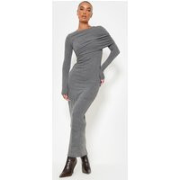 Charcoal Grey Ruched Overlay Long Sleeve Maxi Dress | PrettyLittleThing US