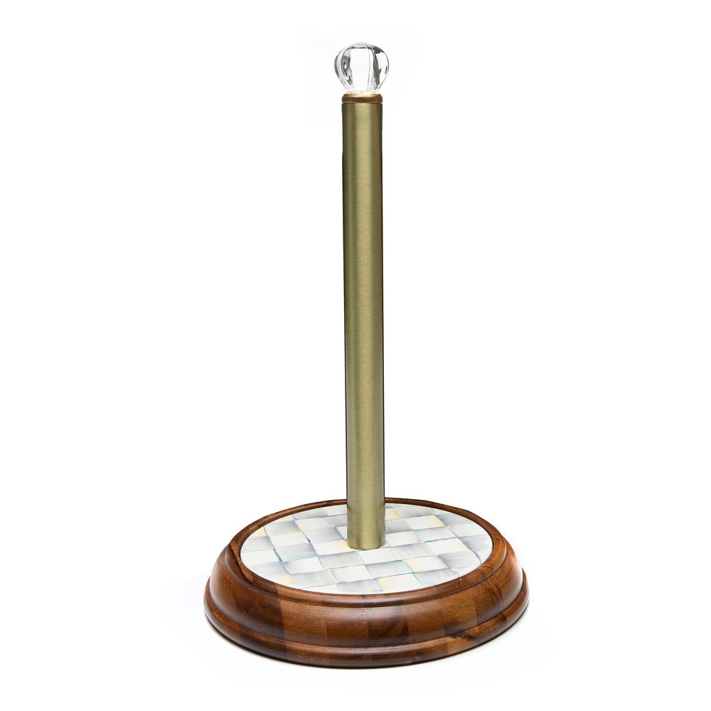 Sterling Check Wood Paper Towel Holder | MacKenzie-Childs
