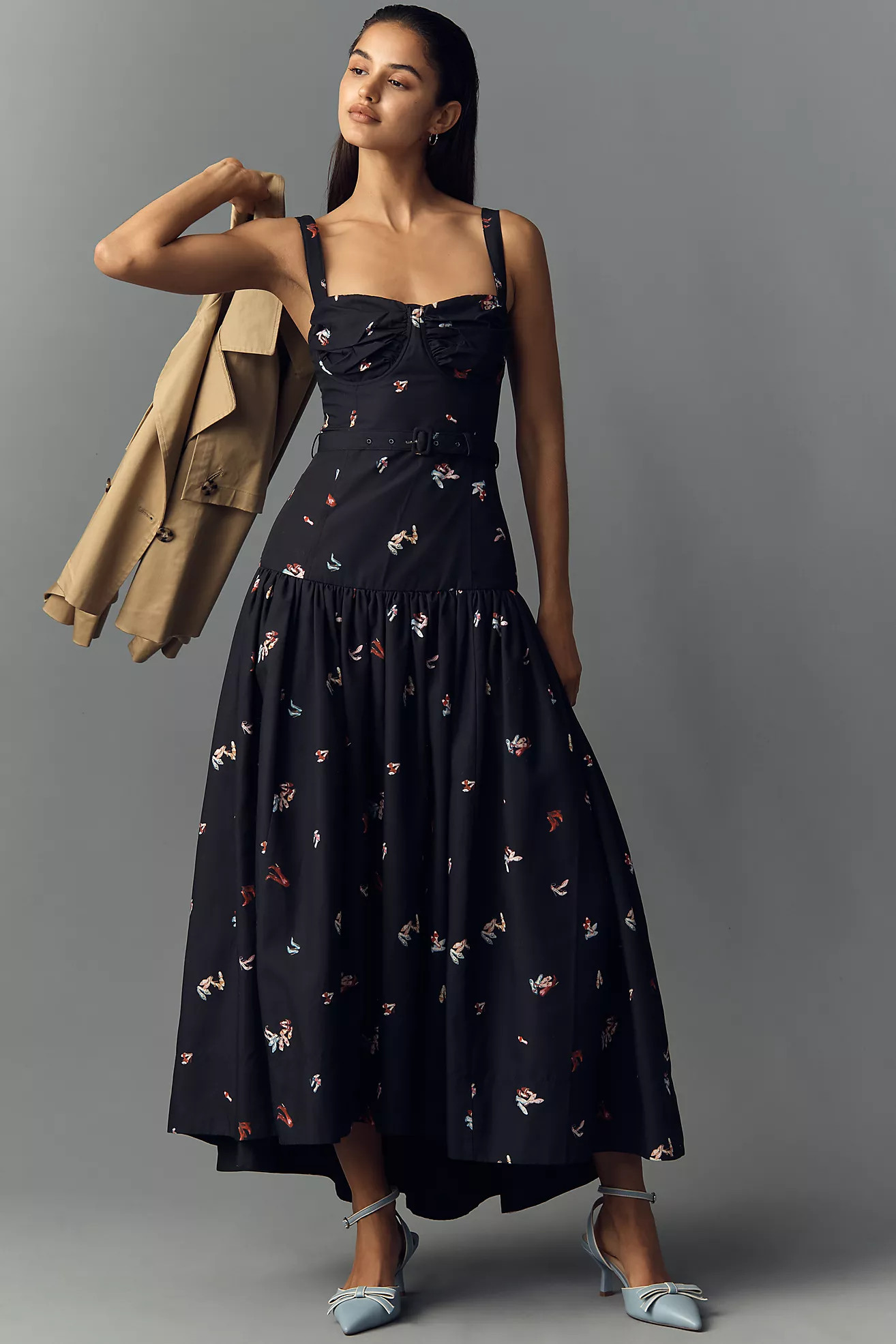 En Saison Belted Drop-Waist Midi Dress | Anthropologie (UK)