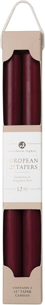 Northern Lights Candles - 12" 2PK Premium Tapers, Bordeaux - 72884 | Amazon (US)
