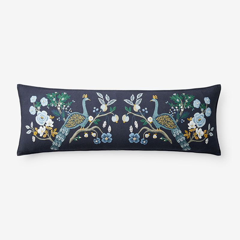Peacock Decorative Lumbar Pillow Cover - Navy Multi | The Company Store