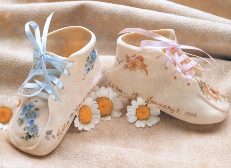 Hand-painted Bisque Porcelain Baby Shoe \u2013 Personalized Keepsake Bootie - Etsy | Etsy (Global)