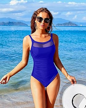 Tempt Me Women One Piece Mesh Swimsuits Vintage Tummy Control Swimwear | Amazon (US)