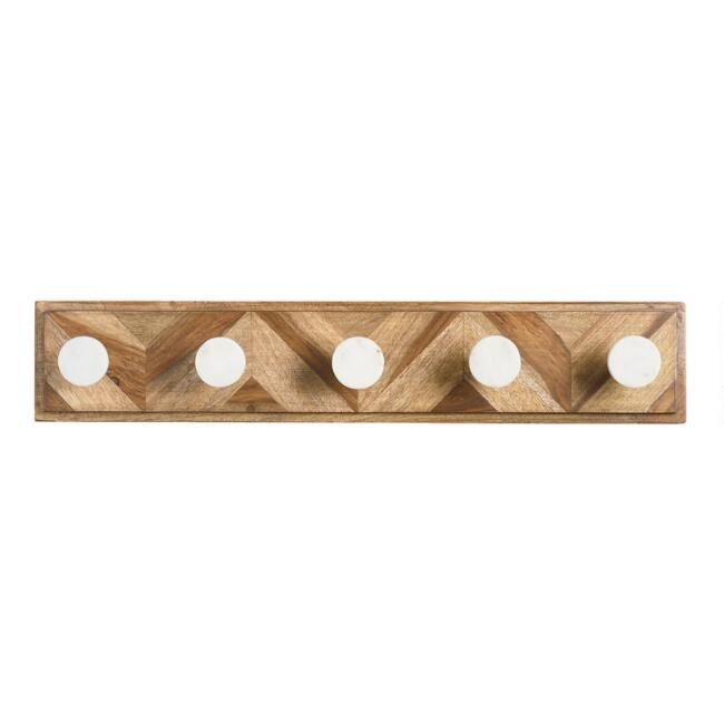 Chevron Wood and Marble Wall Hook | World Market