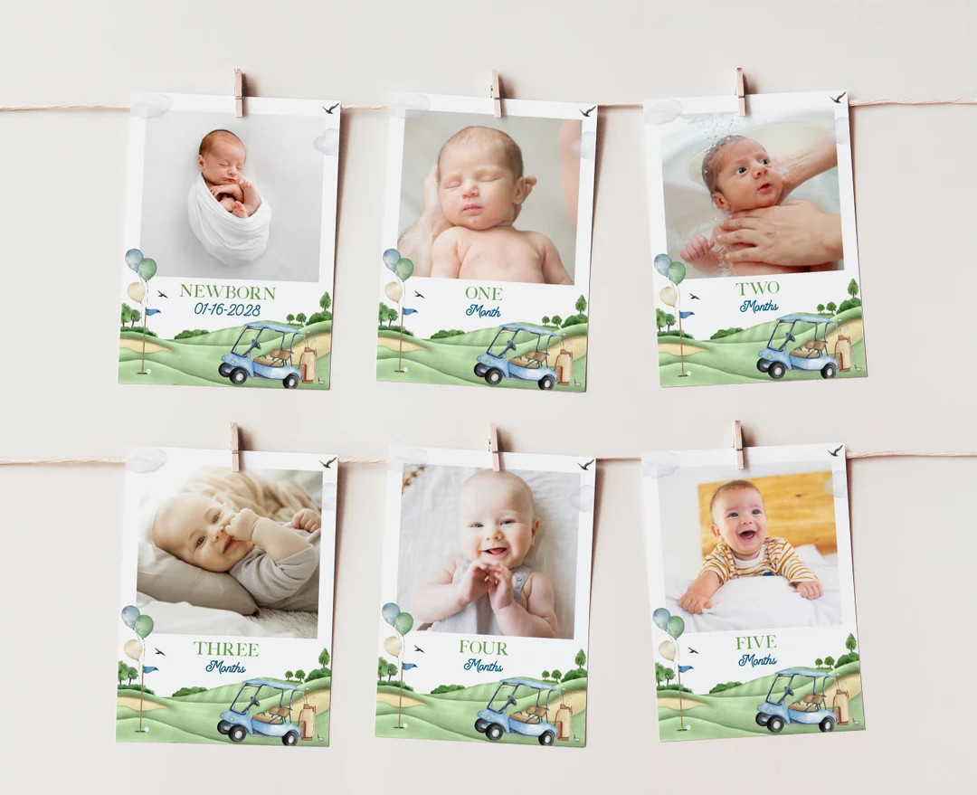 HOLE IN-ONE First Birthday Photo Banner Editable Template, Golf First Birthday Baby's First Year ... | Etsy (US)
