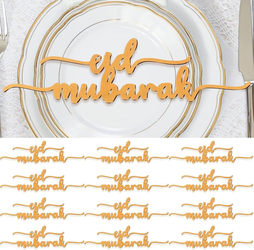 12 Pieces Ramadan Wood Sign Ramadan Mubarak Plate Setting Plate Sign Ramadan Kareem Wooden Orname... | Amazon (US)