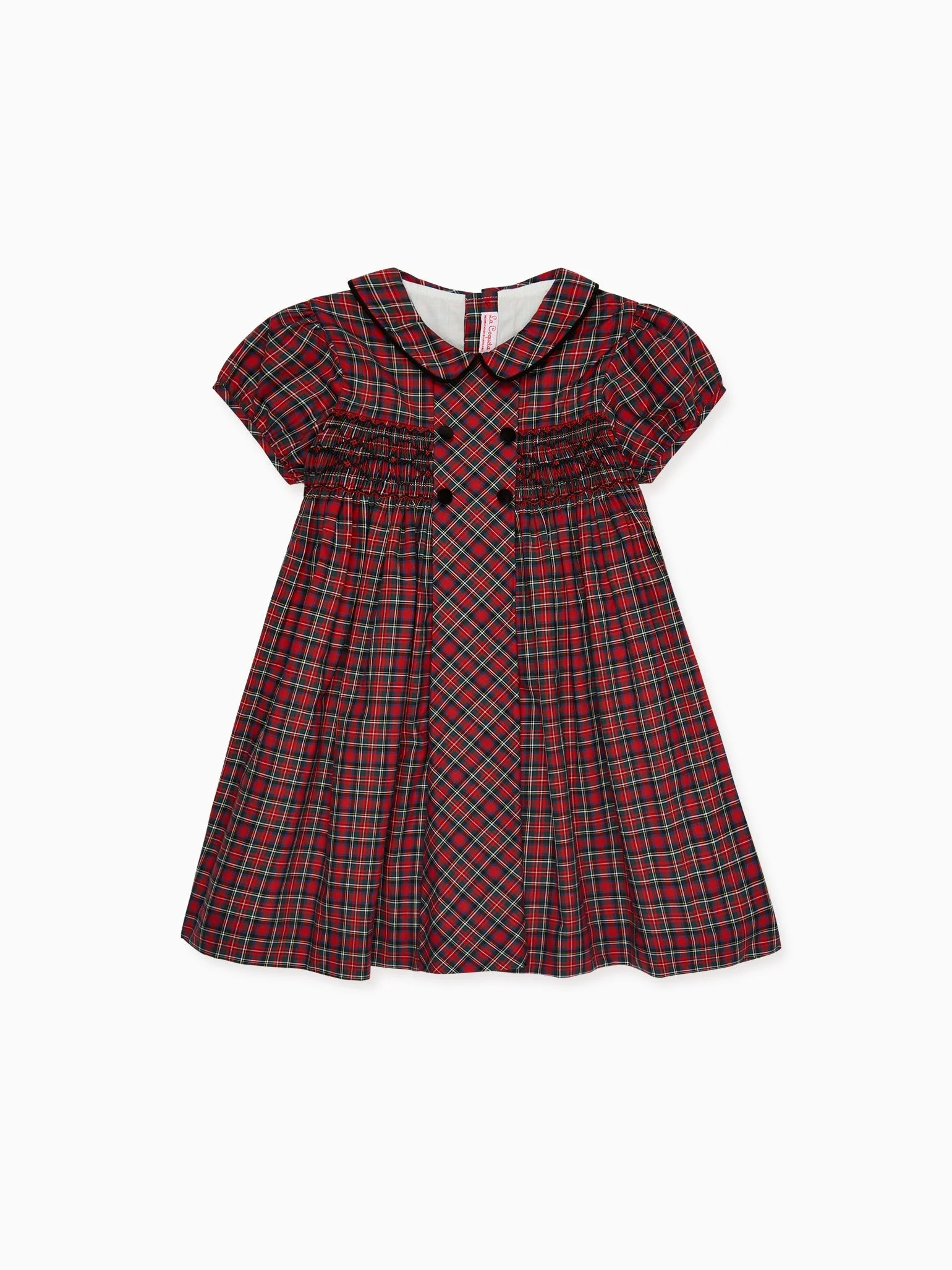 Red Tartan Arcadia Girl Hand-Smocked Dress | La Coqueta (US)