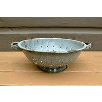 Enamelware Colander, Vintage Gray Enamel Strainer | Etsy (US)