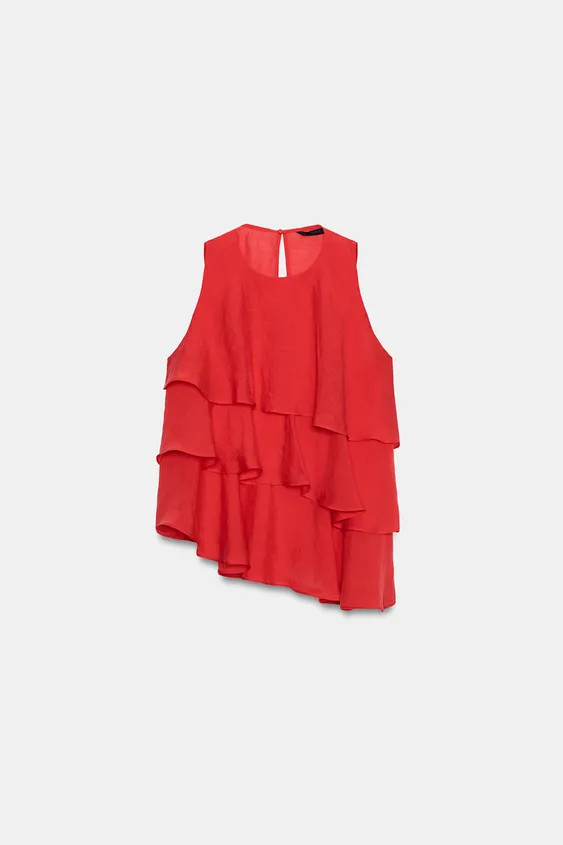 ASYMMETRIC RUFFLE TOP | Zara UK