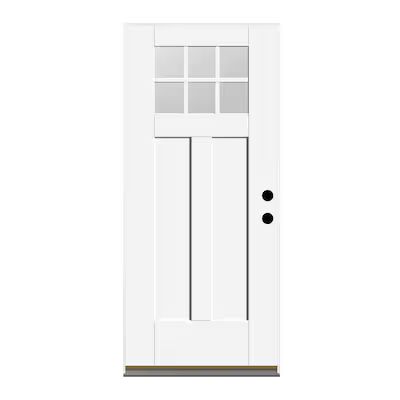 Therma-Tru Benchmark Doors 36-in x 80-in Fiberglass Craftsman Left-Hand Inswing Ready To Paint Si... | Lowe's