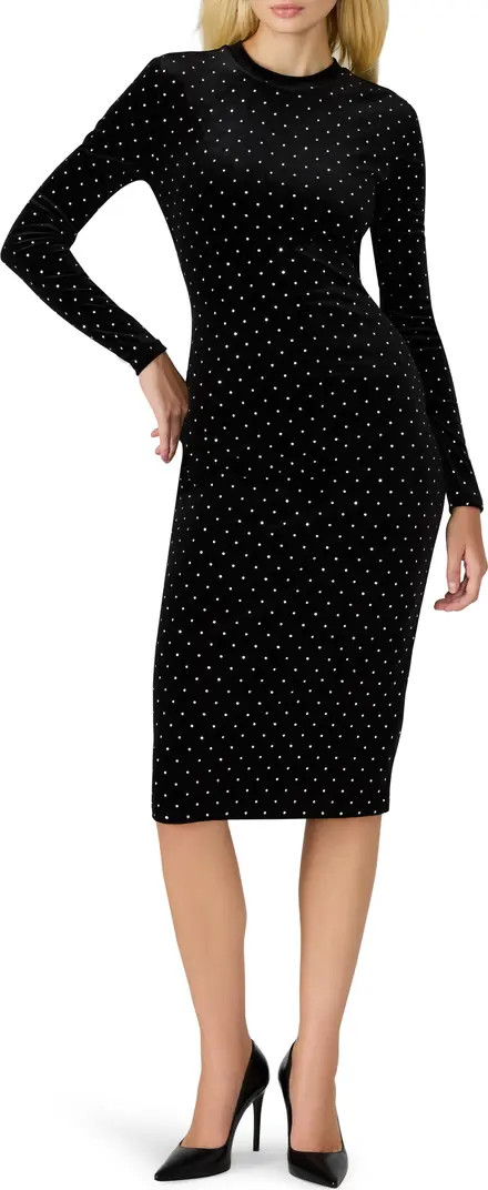 Steve Madden Hailee Diamante Long Sleeve Velvet Dress | Nordstrom | Nordstrom