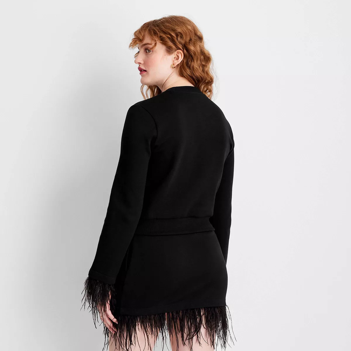 Women's Crewneck Feather Trim Sweatshirt - Future Collective Black XS | Target