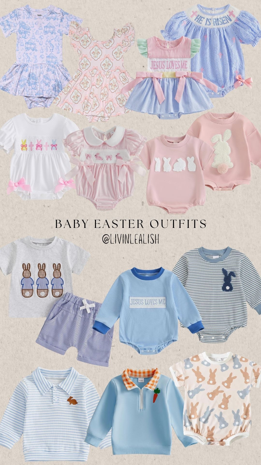 Baby Easter outfits! 🐰 Code CREW saves on bamboo onsie dresses! #easteroutfit #babyeasteroutfit #babygirleaster #babyboyeaster 

#LTKBaby #LTKootd #LTKKids