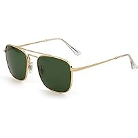 Retro Square Aviator Sunglasses Premium Glass Lens Flat Metal Eyewear Men Women | Amazon (US)