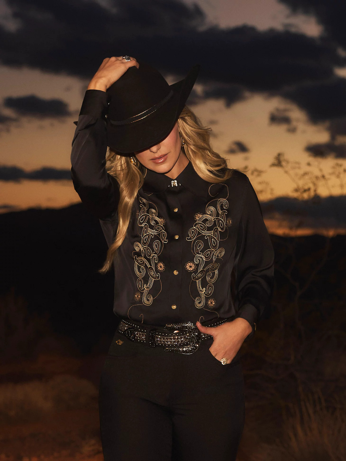 Wrangler x Lainey Wilson Satin Embroidered Western Snap Shirt | Wrangler