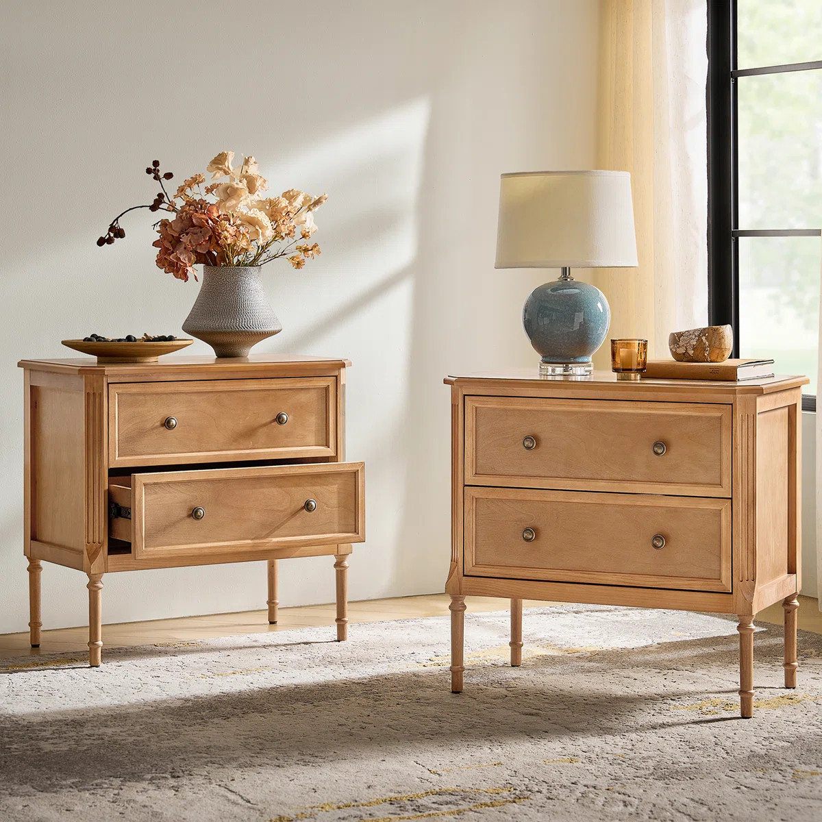 Poston Transitional 28''W 2 Drawer End Table with Charging Station and Simple Assembly (Set of 2) | Wayfair North America