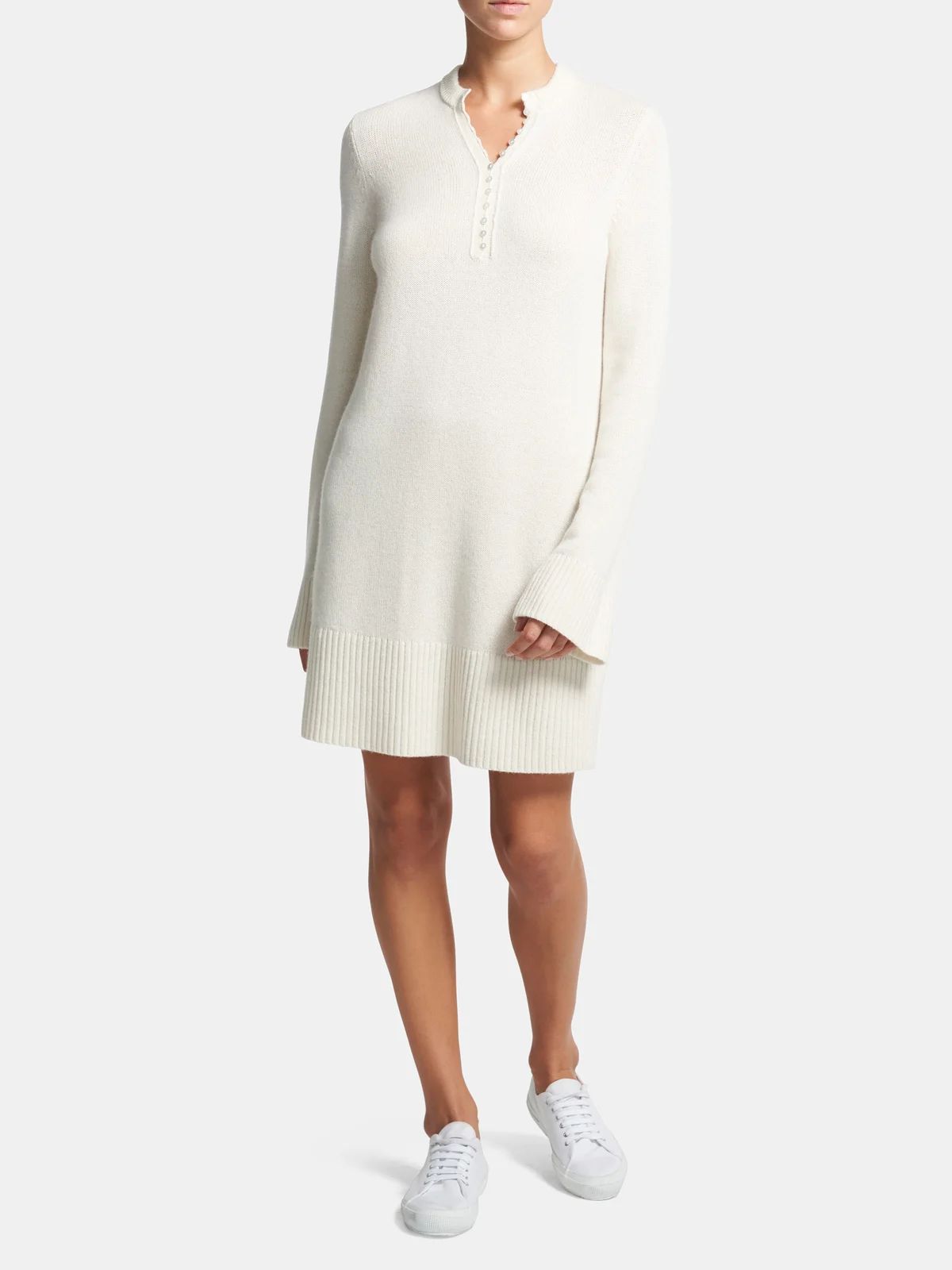 Cashmere Long Sleeve Henley Dress | Verishop