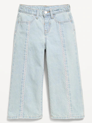 Super Baggy Lace-Trim Wide-Leg Jeans for Toddler Girls | Old Navy (US)