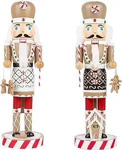 KI Store Christmas Nutcracker Set of 2 Chef Wooden Nutcracker King and Soldier Figurine Display S... | Amazon (US)
