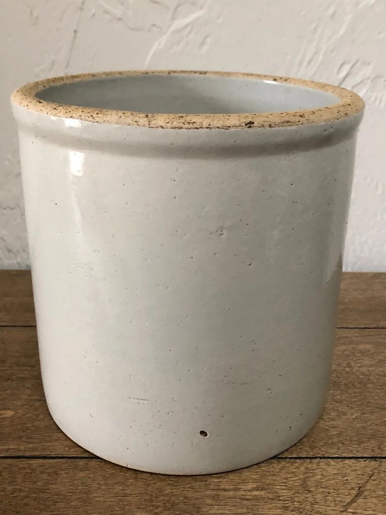 Vintage 1-Gallon Beige/Light Gray Stoneware Crock, Pickling Crock, Modern Farmhouse, Pantry, Stor... | Etsy (US)
