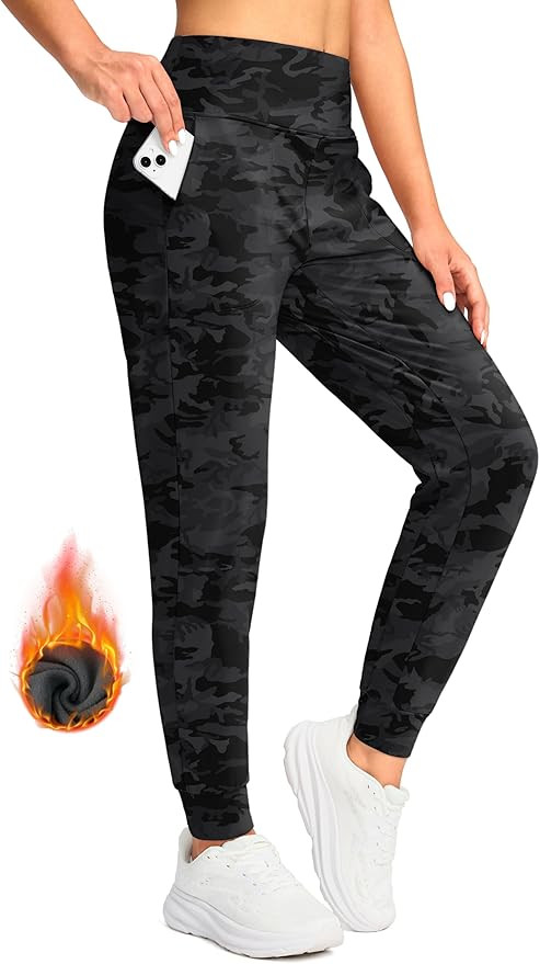 Soothfeel Women's Fleece Lined Joggers Pants High Waisted Water Resistant Thermal Sweatpants Wint... | Amazon (US)