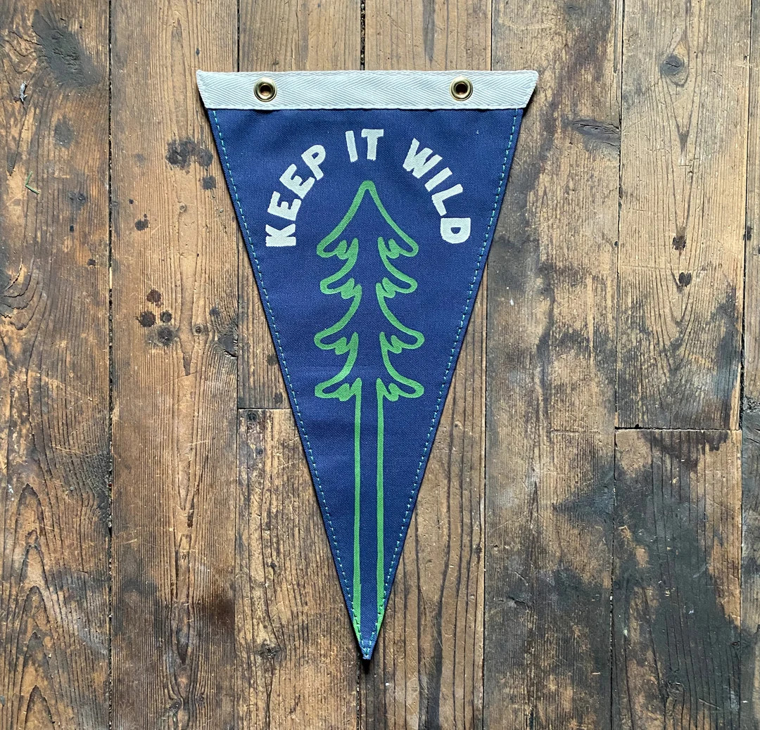 Keep It Wild Outdoor-inspired Tree Canvas Pennant - Etsy | Etsy (US)