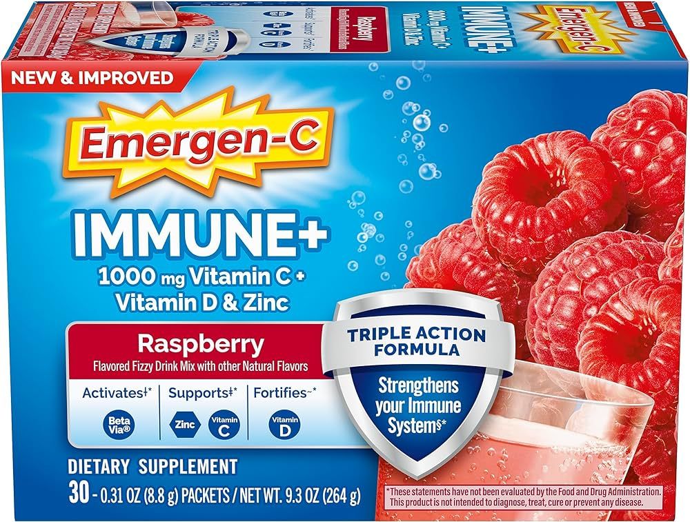Emergen-C Immune+ Triple Action Immune Support Powder, BetaVia (R), 1000mg Vitamin C, B Vitamins,... | Amazon (US)
