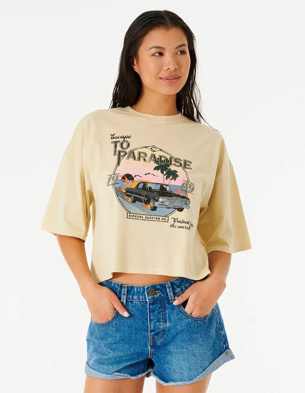 RIP CURL Escape To Paradise Womens Oversized Crop Tee | Tillys