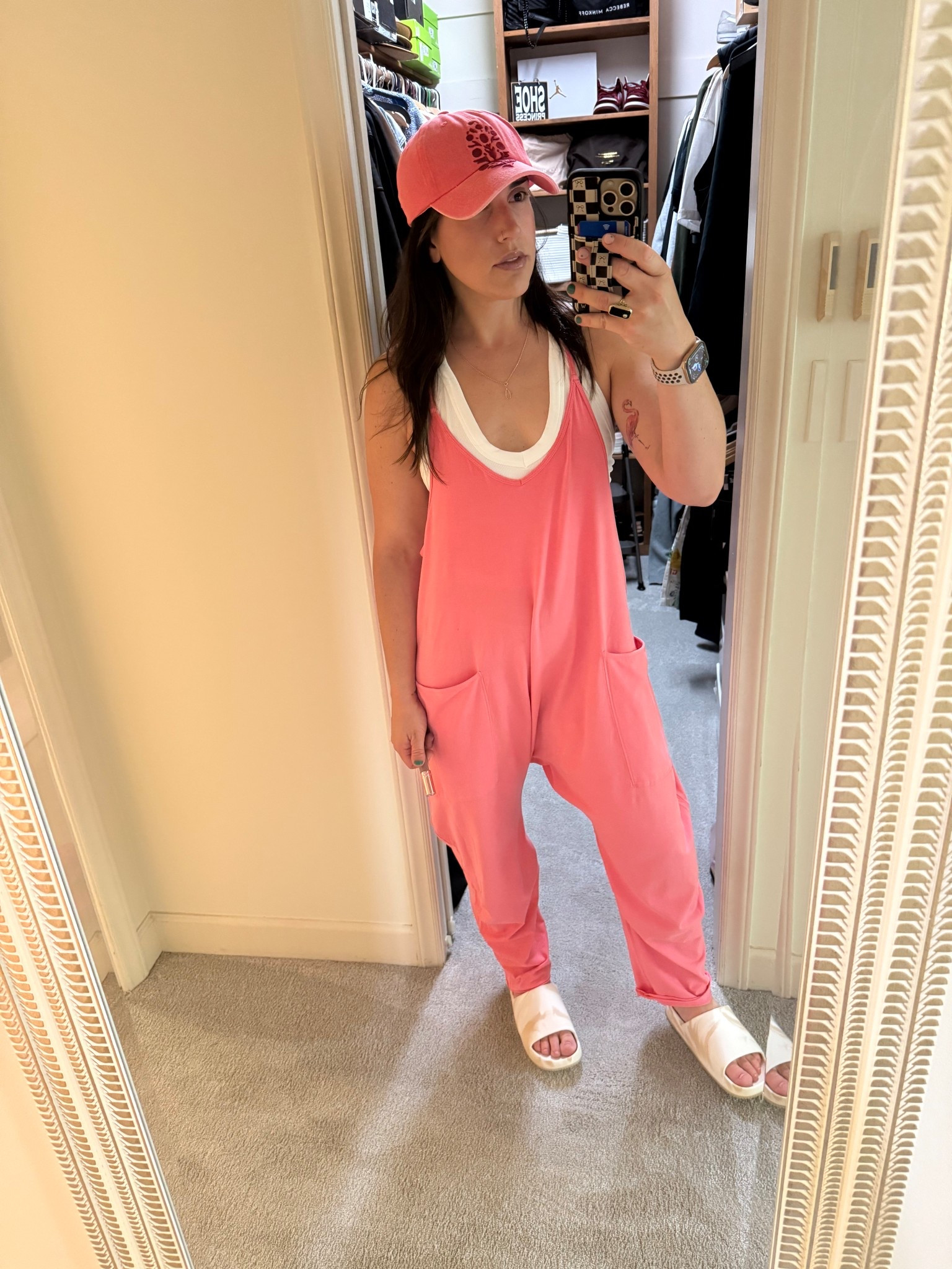 Spring in the south uniform! 
Free people 
Onesie 
Pink 
Casual comfy 
TTS. Wearing size small. 
Sized up in medium/large tank. Could have gone tts. Personally wanted the tank to be more relaxed fit. 

#LTKSeasonal #LTKActive