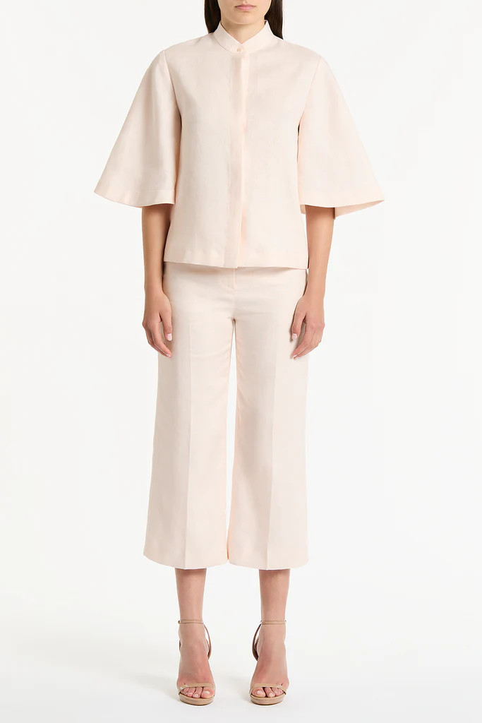 ROSA LINEN WAISTED CROP PANT | Carla Zampatti