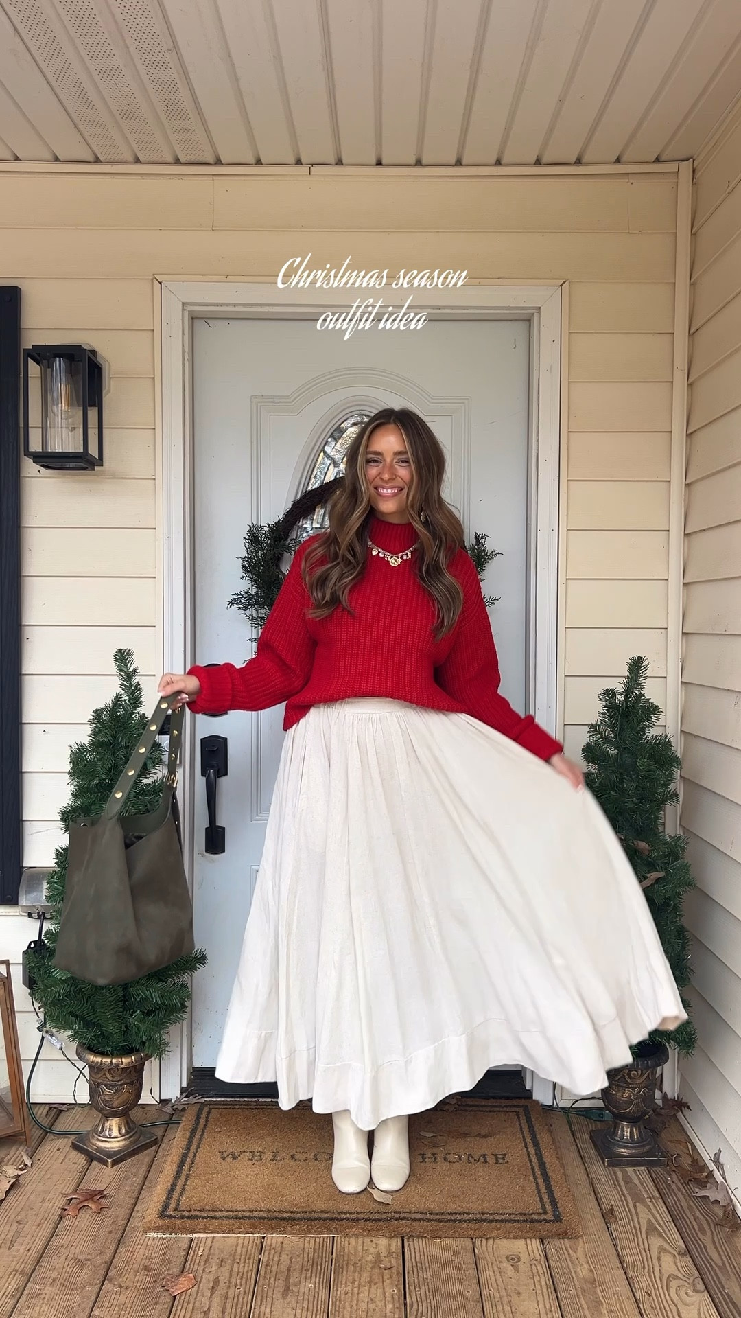 Simple Christmas outfit idea❤️ Pop on a red sweater and add a fun skirt and boots! Comfy and so cute✨🎄 

#LTKootd #LTKgrwm #LTKHoliday