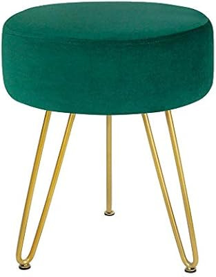 Velvet Footrest Stool Ottoman Round Modern Upholstered Vanity Footstool Side Table Seat Dressing ... | Amazon (US)