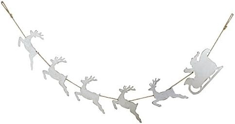 Creative Co-Op Santa with Sleigh & Reindeer Tin Garland | Amazon (US)