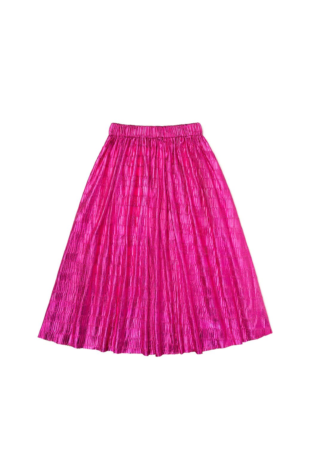 Metallic Pleated Skirt - Hot Pink | Shop BURU