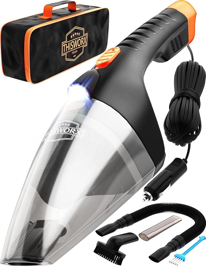 ThisWorx Car Vacuum Cleaner 2.0 - Upgraded w/ LED Light, Double HEPA Filter, 110W High Suction Po... | Amazon (US)